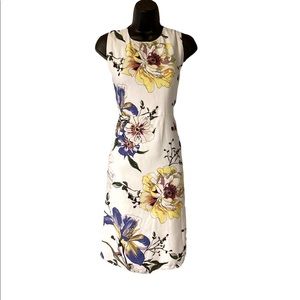 Banana Republic women’s size 12 white and floral dress zip up back